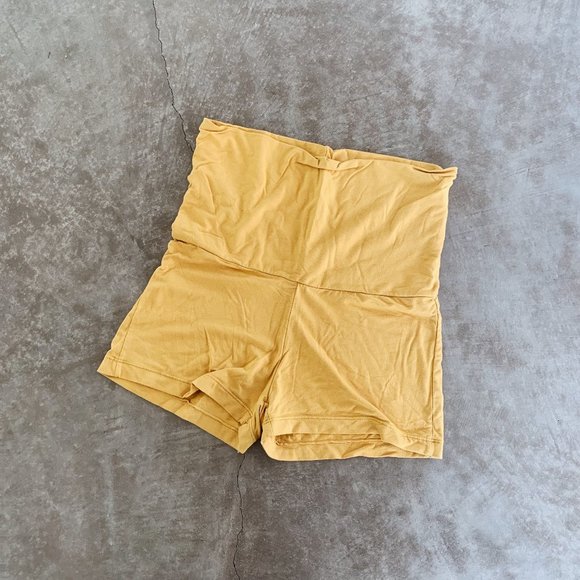 High waist jersey yoga shorts - mustard - Picture 1 of 5